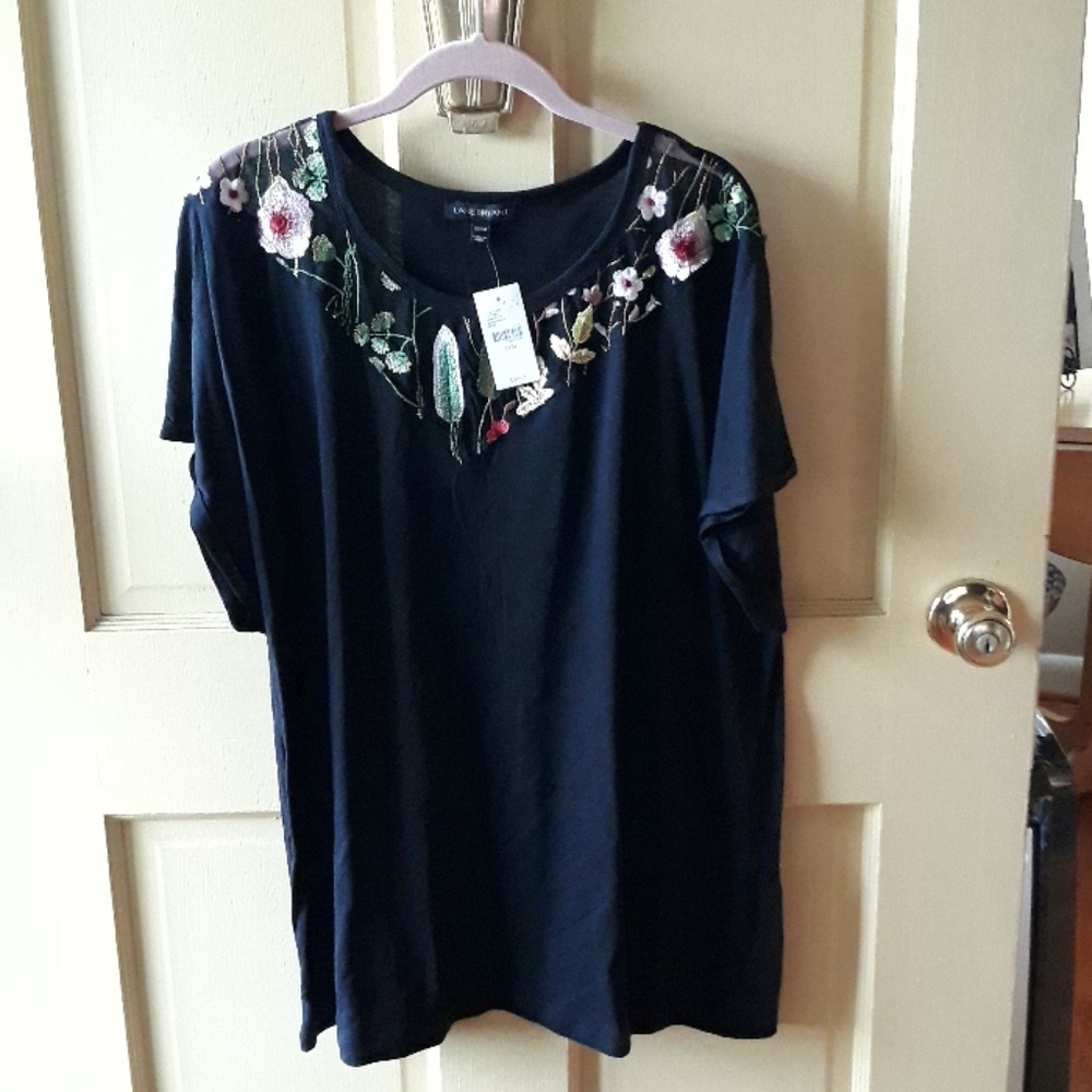 Lane Bryant 22/24 black embroidered shirt.
